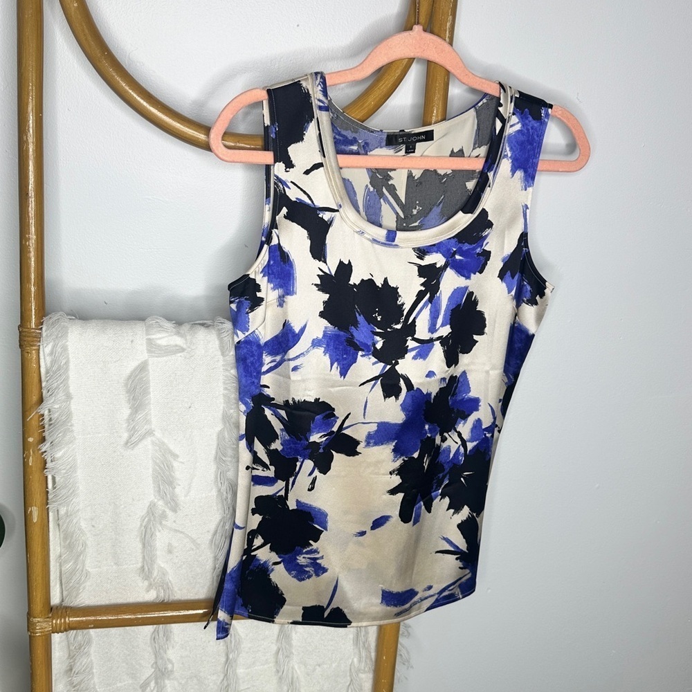 St. John Floral Silk Blouse sz S